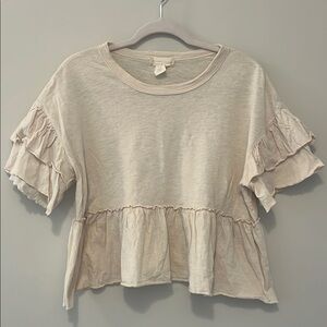 Altar’d State Cream Ruffle Top Sz M